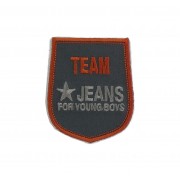 Shield Iron-on Embroidery Sticker - Team Jeans - Color Grey and Orange